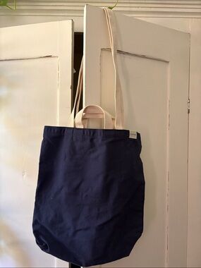 Moop Cotton Tote Bag with Shoulder Straps - Navy